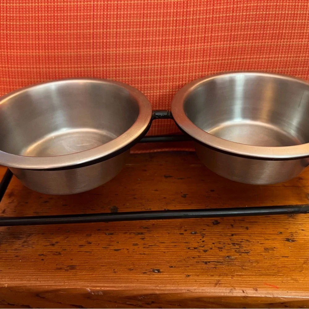 Pet Bowl Set - Food Water Bowls for Cats, Small Dogs and Puppies with Stand